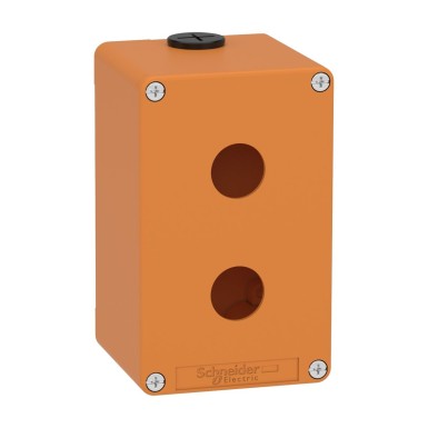 XAPO2502 - Empty control station, Harmony XAP, XB2 SL, zinc alloy, orange, M20, 2 cut outs 22mm, 80x130x77mm, UL cULus - Schneider Electric - Empty control station, Harmony XAP, XB2 SL, zinc alloy, orange, M20, 2 cut outs 22mm, 80x130x77mm, UL cULus - Schneider Electric - 0