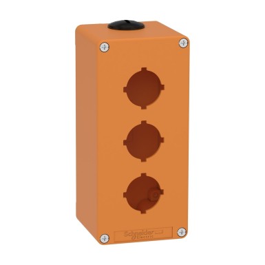 XAPO3603 - Empty control station, Harmony XAP, XB2 SL, zinc alloy, orange, M25, 3 cut outs 30mm with notches, 80x175x77mm - Schneider Electric - Empty control station, Harmony XAP, XB2 SL, zinc alloy, orange, M25, 3 cut outs 30mm with notches, 80x175x77mm - Schneider Electric - 0