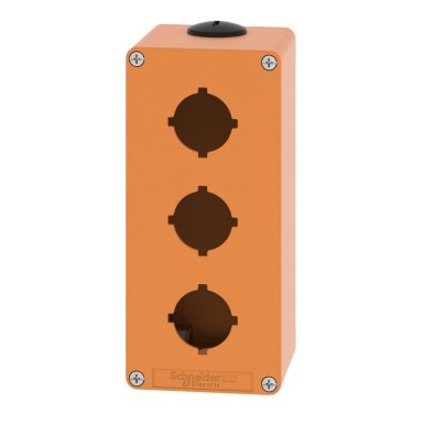 XAPO3603 - Empty control station, Harmony XAP, XB2 SL, zinc alloy, orange, M25, 3 cut outs 30mm with notches, 80x175x77mm - Schneider Electric - Empty control station, Harmony XAP, XB2 SL, zinc alloy, orange, M25, 3 cut outs 30mm with notches, 80x175x77mm - Schneider Electric - 2