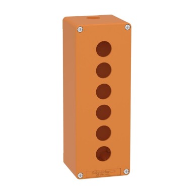 XAPO4506 - Harmony XAP, XB2 SL, Empty control station, zinc alloy, orange, M25, 6 cutouts 22mm, 80 x 220 x 77 - Schneider Electric - Harmony XAP, XB2 SL, Empty control station, zinc alloy, orange, M25, 6 cutouts 22mm, 80 x 220 x 77 - Schneider Electric - 0