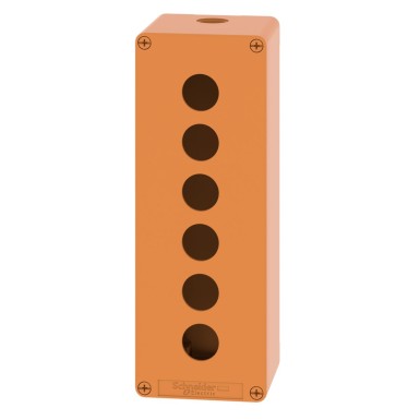 XAPO4506 - Harmony XAP, XB2 SL, Empty control station, zinc alloy, orange, M25, 6 cutouts 22mm, 80 x 220 x 77 - Schneider Electric - Harmony XAP, XB2 SL, Empty control station, zinc alloy, orange, M25, 6 cutouts 22mm, 80 x 220 x 77 - Schneider Electric - 6