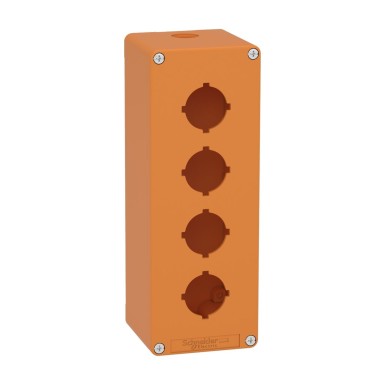 XAPO4604 - Empty control station, Harmony XAP, XB2 SL, zinc alloy, orange, M25, 4 cut outs 30mm with notches, 80x220x77mm - Schneider Electric - Empty control station, Harmony XAP, XB2 SL, zinc alloy, orange, M25, 4 cut outs 30mm with notches, 80x220x77mm - Schneider Electric - 0