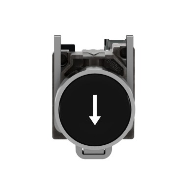 XB4BA3351 - Push button, metal, Harmony XB4, flush, black, 22mm, spring return, marked DOWN ARROW, 1NO - Schneider Electric - Push button, metal, Harmony XB4, flush, black, 22mm, spring return, marked DOWN ARROW, 1NO - Schneider Electric - 2