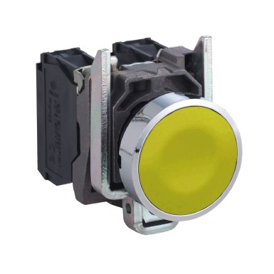 XB4BA55 - Push button, Harmony XB4, 22 mm PB, yellow, with contacts - Schneider Electric - Push button, Harmony XB4, 22 mm PB, yellow, with contacts - Schneider Electric - 0