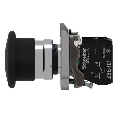 XB4BC21 - Push button, Harmony XB4, metal, black mushroom 40mm, 22mm, spring return, unmarked, 1NO - Schneider Electric - Push button, Harmony XB4, metal, black mushroom 40mm, 22mm, spring return, unmarked, 1NO - Schneider Electric - 1