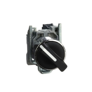 XB4BD41 - Selector switch, Harmony XB4, metal, black, 22mm, 3 positions, spring spring return, 1NO - Schneider Electric - Selector switch, Harmony XB4, metal, black, 22mm, 3 positions, spring spring return, 1NO - Schneider Electric - 0