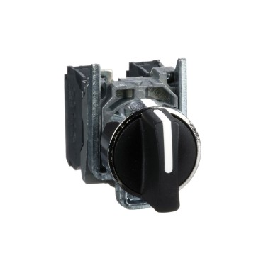 XB4BD53 - Selector switch, Harmony XB4, metal, black, 22mm, 3 positions, spring spring return, 2NO - Schneider Electric - Selector switch, Harmony XB4, metal, black, 22mm, 3 positions, spring spring return, 2NO - Schneider Electric - 0