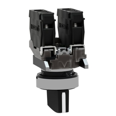 XB4BD53 - Selector switch, Harmony XB4, metal, black, 22mm, 3 positions, spring spring return, 2NO - Schneider Electric - Selector switch, Harmony XB4, metal, black, 22mm, 3 positions, spring spring return, 2NO - Schneider Electric - 1