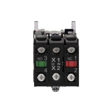 XB4BK123B5 - Illuminated selector switch, Harmony XB4, metal, green handle, 22mm, universal LED, 2 positions, 1NO + 1NC, 24V AC DC - Schneider Electric - Illuminated selector switch, Harmony XB4, metal, green handle, 22mm, universal LED, 2 positions, 1NO + 1NC, 24V AC DC - Schneider Electric - 3