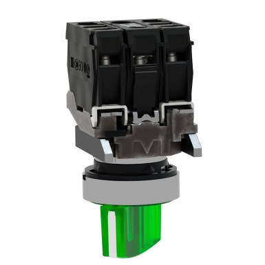 XB4BK123M5 - Illuminated selector switch, Harmony XB4, metal, green handle, 22mm, universal LED, 2 positions, 1NO + 1NC, 230...240V AC - Schneider Electric - Illuminated selector switch, Harmony XB4, metal, green handle, 22mm, universal LED, 2 positions, 1NO + 1NC, 230...240V AC - Schneider Electric - 5