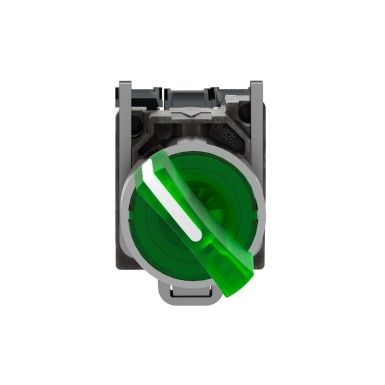 XB4BK123M5 - Illuminated selector switch, Harmony XB4, metal, green handle, 22mm, universal LED, 2 positions, 1NO + 1NC, 230...240V AC - Schneider Electric - Illuminated selector switch, Harmony XB4, metal, green handle, 22mm, universal LED, 2 positions, 1NO + 1NC, 230...240V AC - Schneider Electric - 2