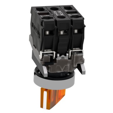 XB4BK125G5 - Illuminated selector switch, Harmony XB4, metal, orange handle, 22mm, universal LED, 2 positions, 1NO + 1NC, 110...120V AC - Schneider Electric - Illuminated selector switch, Harmony XB4, metal, orange handle, 22mm, universal LED, 2 positions, 1NO + 1NC, 110...120V AC - Schneider Electric - 5