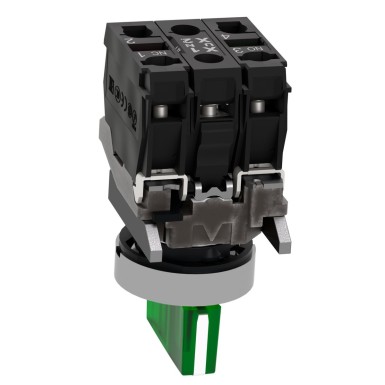 XB4BK133B5 - Illuminated selector switch, Harmony XB4, metal, green handle, 22mm, universal LED, 3 positions, 1NO + 1NC, 24V AC DC - Schneider Electric - Illuminated selector switch, Harmony XB4, metal, green handle, 22mm, universal LED, 3 positions, 1NO + 1NC, 24V AC DC - Schneider Electric - 2