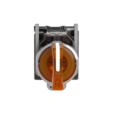 XB4BK135B5 - Illuminated selector switch, Harmony XB4, metal, orange handle, 22mm, universal LED, 3 positions, 1NO + 1NC, 24V AC DC - Schneider Electric - Illuminated selector switch, Harmony XB4, metal, orange handle, 22mm, universal LED, 3 positions, 1NO + 1NC, 24V AC DC - Schneider Electric - 2