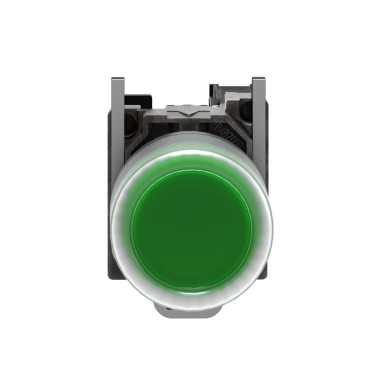 XB4BP383B5EX - Illuminated push button, Harmony XB4 ATEX D, metal, flush, green, 22mm, spring return, booted, 1NO, 24V AC DC, ATEX - Schneider Electric - Illuminated push button, Harmony XB4 ATEX D, metal, flush, green, 22mm, spring return, booted, 1NO, 24V AC DC, ATEX - Schneider Electric - 1