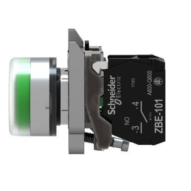 XB4BP383B5EX - Illuminated push button, Harmony XB4 ATEX D, metal, flush, green, 22mm, spring return, booted, 1NO, 24V AC DC, ATEX - Schneider Electric - Illuminated push button, Harmony XB4 ATEX D, metal, flush, green, 22mm, spring return, booted, 1NO, 24V AC DC, ATEX - Schneider Electric - 4