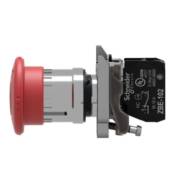 XB4BS8442 - Emergency stop switching off, Harmony XB4, metal, red mushroom 40mm, 22mm, trigger latching turn to release, 1NC - Schneider Electric - Emergency stop switching off, Harmony XB4, metal, red mushroom 40mm, 22mm, trigger latching turn to release, 1NC - Schneider Electric - 4