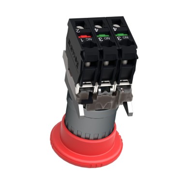 XB4BS84441 - Emergency stop switching off, Harmony XB4, metal, red mushroom 40mm, 22mm, trigger latching turn to release, 2NC+1NO - Schneider Electric - Emergency stop switching off, Harmony XB4, metal, red mushroom 40mm, 22mm, trigger latching turn to release, 2NC+1NO - Schneider Electric - 3