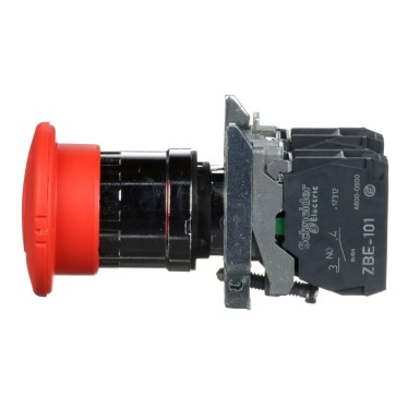 XB4BS8445 - Emergency stop switching off, Harmony XB4, metal, red mushroom, 40mm, 22mm, trigger latching turn to release, 1NO+1NC - Schneider Electric - Emergency stop switching off, Harmony XB4, metal, red mushroom, 40mm, 22mm, trigger latching turn to release, 1NO+1NC - Schneider Electric - 1