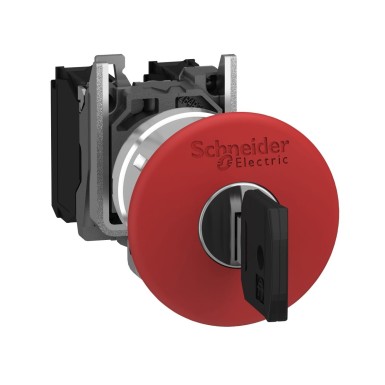 XB4BS9445 - Emergency stop switching off, Harmony XB4, metal, red mushroom, 40mm, 22mm, trigger latching key release, 1NO+1NC - Schneider Electric - Emergency stop switching off, Harmony XB4, metal, red mushroom, 40mm, 22mm, trigger latching key release, 1NO+1NC - Schneider Electric - 0