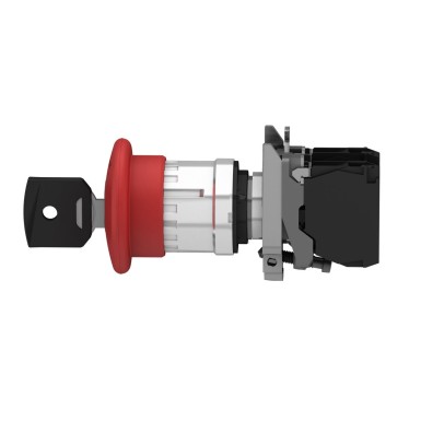 XB4BS9445 - Emergency stop switching off, Harmony XB4, metal, red mushroom, 40mm, 22mm, trigger latching key release, 1NO+1NC - Schneider Electric - Emergency stop switching off, Harmony XB4, metal, red mushroom, 40mm, 22mm, trigger latching key release, 1NO+1NC - Schneider Electric - 4