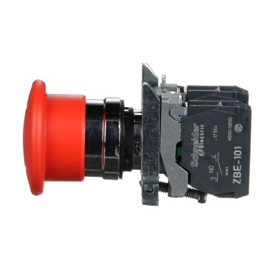 XB4BT845 - Emergency stop switching off, Harmony XB4, metal, red mushroom, 40mm, 22mm, trigger latching push-pull, 1NO+1NC - Schneider Electric - Emergency stop switching off, Harmony XB4, metal, red mushroom, 40mm, 22mm, trigger latching push-pull, 1NO+1NC - Schneider Electric - 3