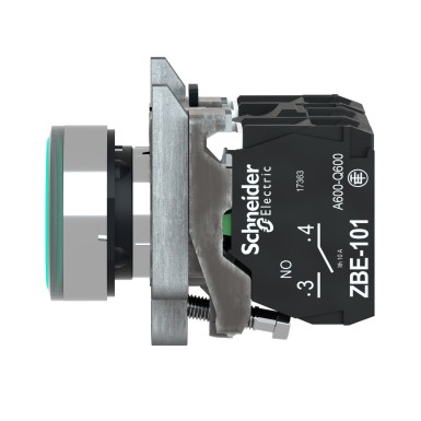 XB4BW33B5 - Illuminated push button, Harmony XB4, metal, green flush, 22mm, universal LED, plain lens, 1NO + 1NC, 24V AC DC - Schneider Electric - Illuminated push button, Harmony XB4, metal, green flush, 22mm, universal LED, plain lens, 1NO + 1NC, 24V AC DC - Schneider Electric - 5