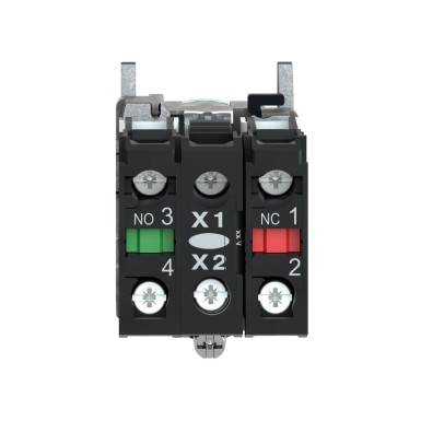 XB4BW33B5 - Illuminated push button, Harmony XB4, metal, green flush, 22mm, universal LED, plain lens, 1NO + 1NC, 24V AC DC - Schneider Electric - Illuminated push button, Harmony XB4, metal, green flush, 22mm, universal LED, plain lens, 1NO + 1NC, 24V AC DC - Schneider Electric - 3