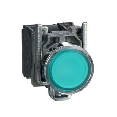 XB4BW33G5 - Illuminated push button, Harmony XB4, metal, green flush, 22mm, universal LED, plain lens, 1NO + 1NC, 110...120V AC - Schneider Electric - Illuminated push button, Harmony XB4, metal, green flush, 22mm, universal LED, plain lens, 1NO + 1NC, 110...120V AC - Schneider Electric - 0