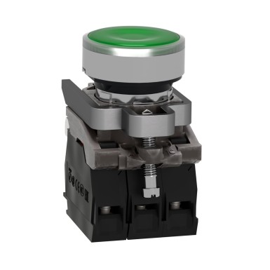 XB4BW33G5 - Illuminated push button, Harmony XB4, metal, green flush, 22mm, universal LED, plain lens, 1NO + 1NC, 110...120V AC - Schneider Electric - Illuminated push button, Harmony XB4, metal, green flush, 22mm, universal LED, plain lens, 1NO + 1NC, 110...120V AC - Schneider Electric - 6