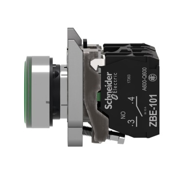 XB4BW33G5 - Illuminated push button, Harmony XB4, metal, green flush, 22mm, universal LED, plain lens, 1NO + 1NC, 110...120V AC - Schneider Electric - Illuminated push button, Harmony XB4, metal, green flush, 22mm, universal LED, plain lens, 1NO + 1NC, 110...120V AC - Schneider Electric - 5