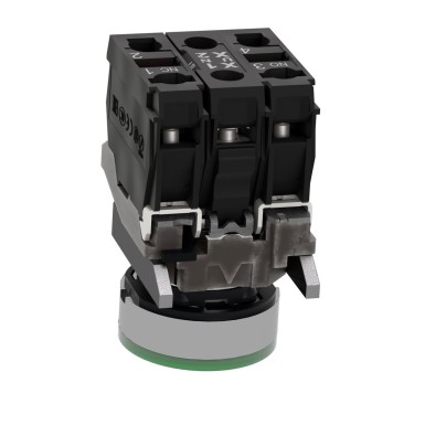 XB4BW33G5 - Illuminated push button, Harmony XB4, metal, green flush, 22mm, universal LED, plain lens, 1NO + 1NC, 110...120V AC - Schneider Electric - Illuminated push button, Harmony XB4, metal, green flush, 22mm, universal LED, plain lens, 1NO + 1NC, 110...120V AC - Schneider Electric - 1