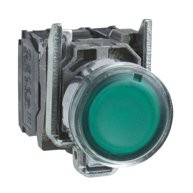 XB4BW33M5 - Illuminated push button, Harmony XB4, metal, green flush, 22mm, universal LED, plain lens, 1NO + 1NC, 230...240V AC - Schneider Electric - Illuminated push button, Harmony XB4, metal, green flush, 22mm, universal LED, plain lens, 1NO + 1NC, 230...240V AC - Schneider Electric - 0