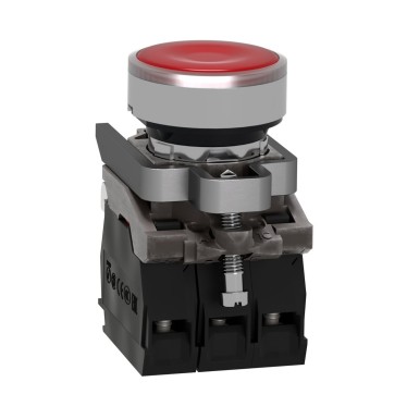 XB4BW34B5 - Illuminated push button, Harmony XB4, metal, red flush, 22mm, universal LED, plain lens, 1NO + 1NC, 24V AC DC - Schneider Electric - Illuminated push button, Harmony XB4, metal, red flush, 22mm, universal LED, plain lens, 1NO + 1NC, 24V AC DC - Schneider Electric - 6