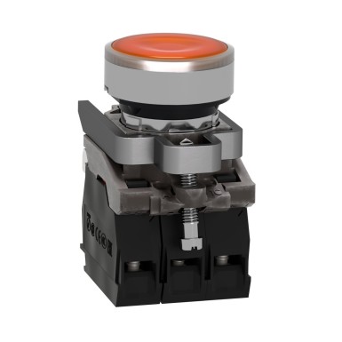 XB4BW35G5 - Illuminated push button, Harmony XB4, metal, orange flush, 22mm, universal LED, plain lens, 1NO + 1NC, 110...120V AC - Schneider Electric - Illuminated push button, Harmony XB4, metal, orange flush, 22mm, universal LED, plain lens, 1NO + 1NC, 110...120V AC - Schneider Electric - 5