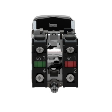 XB4BW73731G5 - Harmony XB4, Illuminated double-headed push button, metal, Ш22, 1 green flush I + 1 pilot light + 1 red projecting O, 120 V AC, 1 NO + 1 NC - Schneider Electric - Harmony XB4, Illuminated double-headed push button, metal, Ш22, 1 green flush I + 1 pilot light + 1 red projecting O, 120 V AC, 1 NO + 1 NC - Schneider Electric - 1