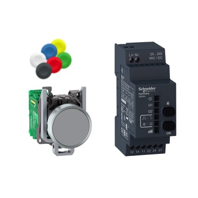 XB4RFA02 - Harmony XB4, Wireless push button and configurable receiver with 10 colored caps, metal, Ш22, 24...240 V AC/DC - Schneider Electric - Harmony XB4, Wireless push button and configurable receiver with 10 colored caps, metal, Ш22, 24...240 V AC/DC - Schneider Electric - 0