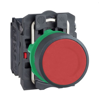 XB5AA45 - Push button, Harmony XB5, plastic, flush, red, 22mm, spring return, unmarked, 1NO+1NC - Schneider Electric - Push button, Harmony XB5, plastic, flush, red, 22mm, spring return, unmarked, 1NO+1NC - Schneider Electric - 0