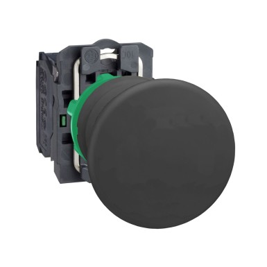 XB5AC21 - Push button, Harmony XB5, plastic, black mushroom 40mm, 22mm, spring return, unmarked, 1NO - Schneider Electric - Push button, Harmony XB5, plastic, black mushroom 40mm, 22mm, spring return, unmarked, 1NO - Schneider Electric - 0