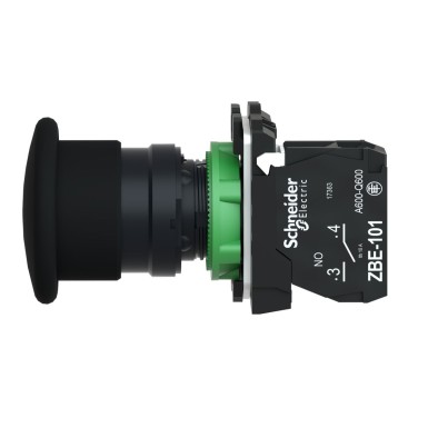 XB5AC21 - Push button, Harmony XB5, plastic, black mushroom 40mm, 22mm, spring return, unmarked, 1NO - Schneider Electric - Push button, Harmony XB5, plastic, black mushroom 40mm, 22mm, spring return, unmarked, 1NO - Schneider Electric - 2