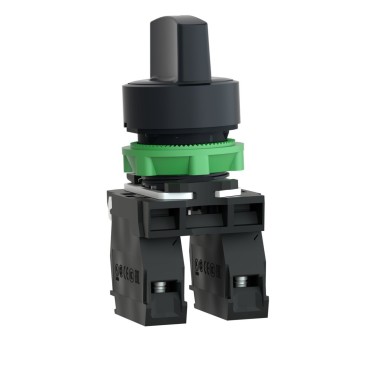 XB5AD33 - Selector switch, Harmony XB5, plastic, black, 22mm, 3 positions, stay put, 2 NO - Schneider Electric - Selector switch, Harmony XB5, plastic, black, 22mm, 3 positions, stay put, 2 NO - Schneider Electric - 2