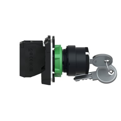 XB5AG21 - Harmony XB5, Key switch selector, plastic, black, Ш22, key 455, 2 positions, stay put, 1 NO - Schneider Electric - Harmony XB5, Key switch selector, plastic, black, Ш22, key 455, 2 positions, stay put, 1 NO - Schneider Electric - 2