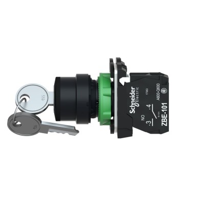 XB5AG21 - Harmony XB5, Key switch selector, plastic, black, Ш22, key 455, 2 positions, stay put, 1 NO - Schneider Electric - Harmony XB5, Key switch selector, plastic, black, Ш22, key 455, 2 positions, stay put, 1 NO - Schneider Electric - 1