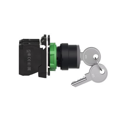 XB5AG33 - Harmony XB5, Key switch selector, plastic, black, Ш22, key 455, 3 positions, stay put, 2 NO - Schneider Electric - Harmony XB5, Key switch selector, plastic, black, Ш22, key 455, 3 positions, stay put, 2 NO - Schneider Electric - 5