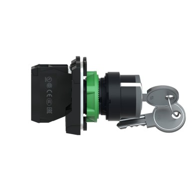 XB5AG41 - Harmony XB5, Key switch selector, plastic, black, Ш22, key 455, 2 positions, stay put, 1 NO - Schneider Electric - Harmony XB5, Key switch selector, plastic, black, Ш22, key 455, 2 positions, stay put, 1 NO - Schneider Electric - 1