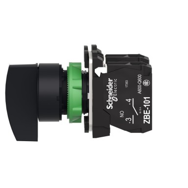 XB5AJ33 - Selector switch, Harmony XB5, plastic, black, 22mm, long handle, 3 positions, stay put, 2 NO - Schneider Electric - Selector switch, Harmony XB5, plastic, black, 22mm, long handle, 3 positions, stay put, 2 NO - Schneider Electric - 5