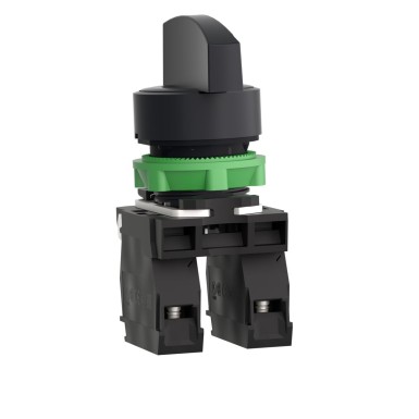 XB5AJ33 - Selector switch, Harmony XB5, plastic, black, 22mm, long handle, 3 positions, stay put, 2 NO - Schneider Electric - Selector switch, Harmony XB5, plastic, black, 22mm, long handle, 3 positions, stay put, 2 NO - Schneider Electric - 2