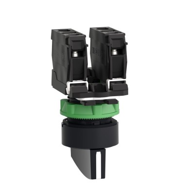 XB5AJ33 - Selector switch, Harmony XB5, plastic, black, 22mm, long handle, 3 positions, stay put, 2 NO - Schneider Electric - Selector switch, Harmony XB5, plastic, black, 22mm, long handle, 3 positions, stay put, 2 NO - Schneider Electric - 1