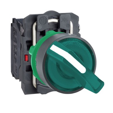 XB5AK123B5 - Illuminated selector switch, Harmony XB5, dark grey plastic, green handle, 22mm, universal LED, 2 positions, 1NO + 1NC, 24V AC DC - Schneider Electric - Illuminated selector switch, Harmony XB5, dark grey plastic, green handle, 22mm, universal LED, 2 positions, 1NO + 1NC, 24V AC DC - Schneider Electric - 0