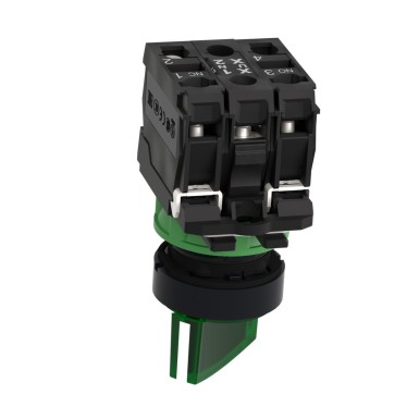 XB5AK123B5 - Illuminated selector switch, Harmony XB5, dark grey plastic, green handle, 22mm, universal LED, 2 positions, 1NO + 1NC, 24V AC DC - Schneider Electric - Illuminated selector switch, Harmony XB5, dark grey plastic, green handle, 22mm, universal LED, 2 positions, 1NO + 1NC, 24V AC DC - Schneider Electric - 1